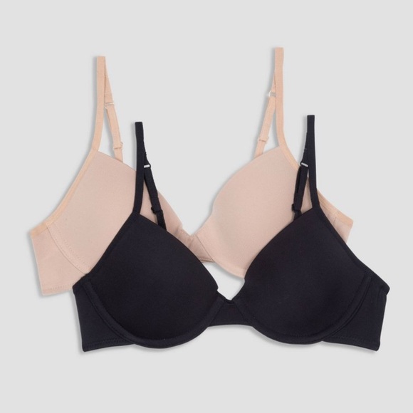 Hanes Other - Girls Hanes Black and Tan Bra Duo